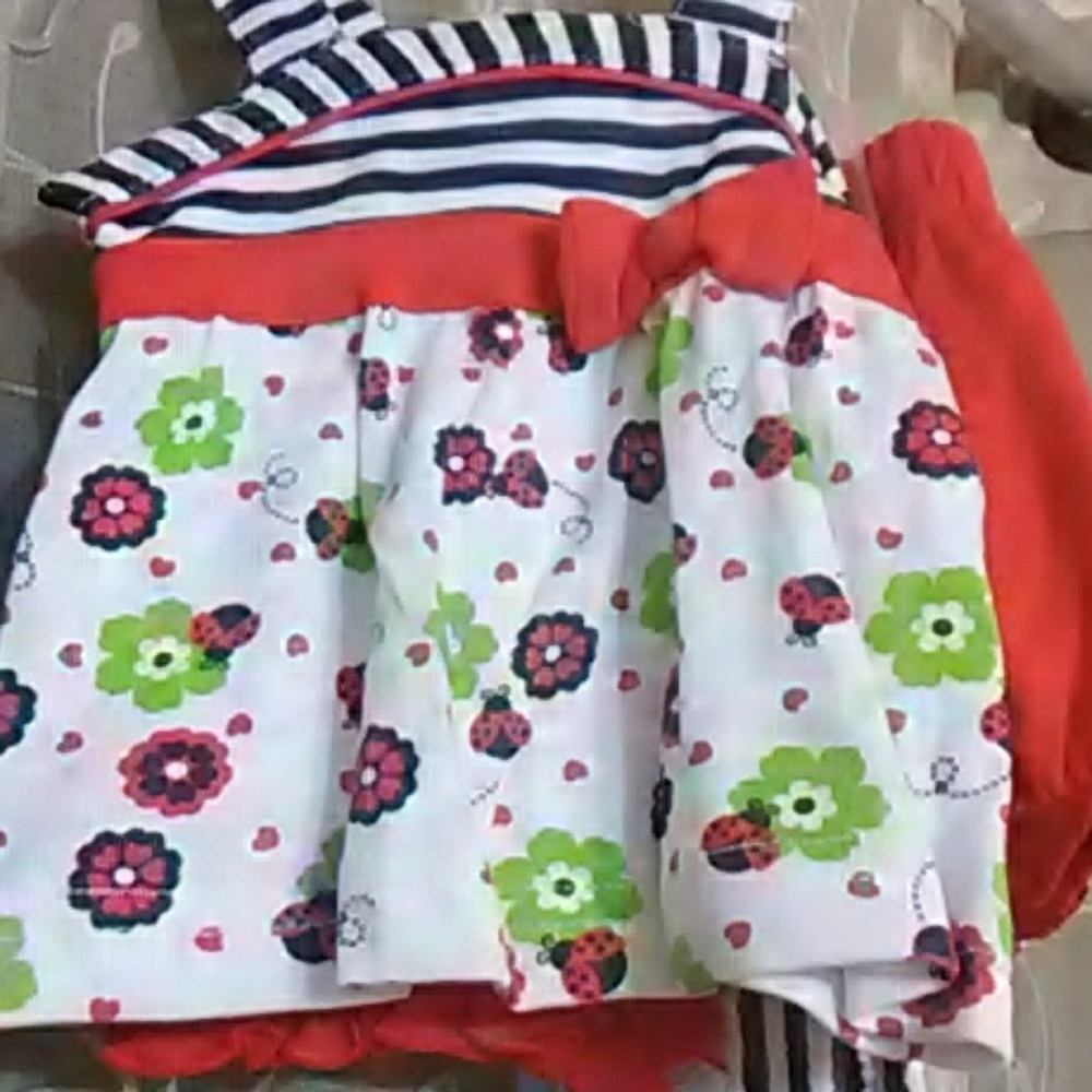 Little girls 0-3 mos set with lady bugs